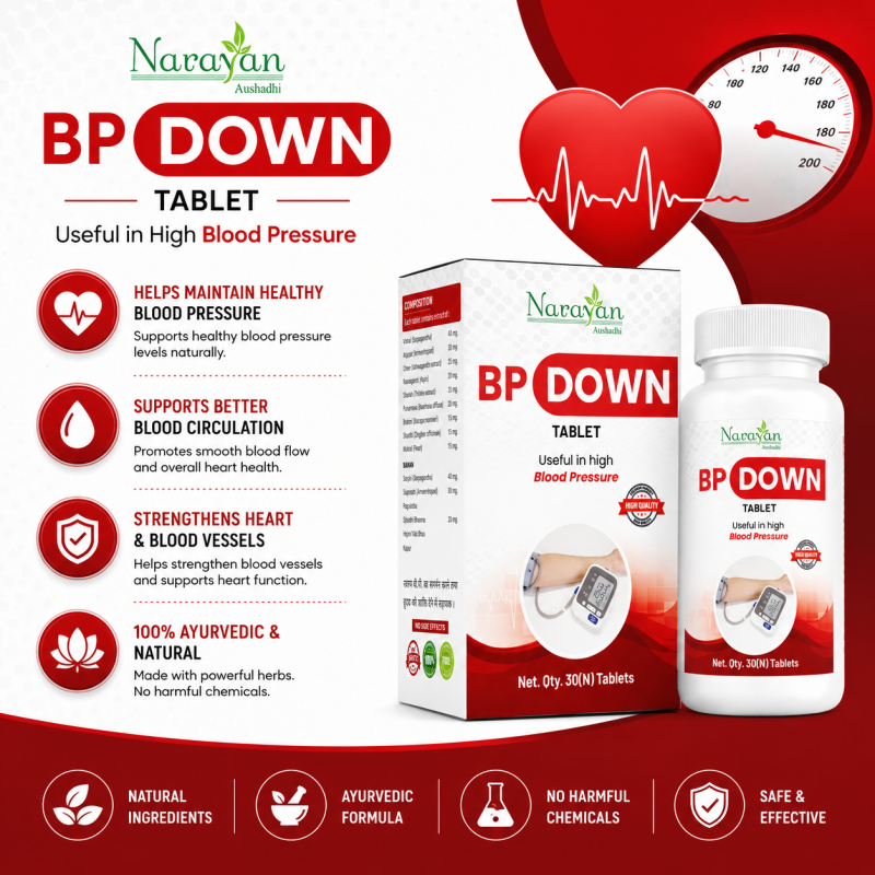 BP Down Tablet – 30 Tablets | Healthy Blood Pressure & Vata Balance Support